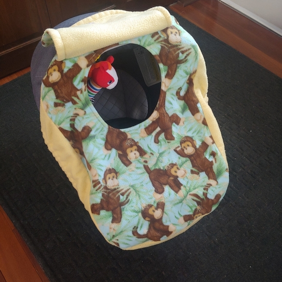 Handmade (with love) Monkey Carseat Cover - Picture 1 of 6